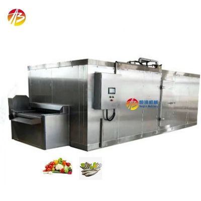 Congelador de túnel industrial para a produção em larga escala de snacks congelados e frutos do mar
