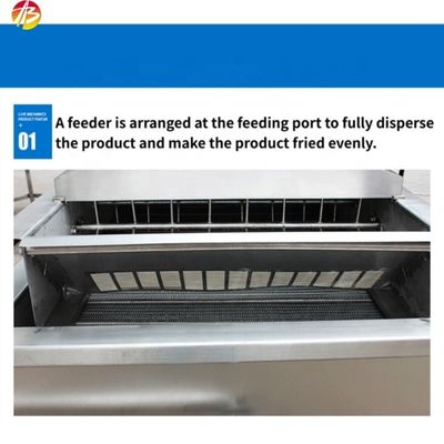 500L Capacidade Cinturão de transporte de aço inoxidável Fritadora automática contínua para lanches de carne