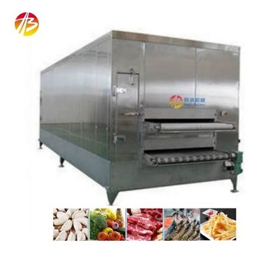 Máquina de congelamento por túnel de 500 kg de capacidade para congelamento rápido de peixe camarão frutas e vegetais
