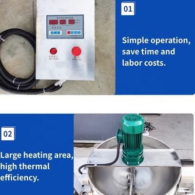 Caldeira de cozinha de aço inoxidável de 700-1200 mm de diâmetro, revestida com chaleira de vapor para processamento de alimentos