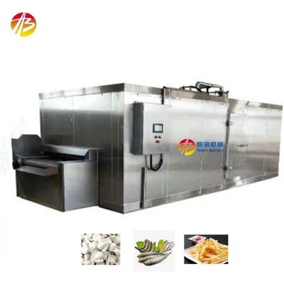 Frigorífico rápido com túnel de entrada de 800 mm para produção contínua de IQF de vegetais mistos