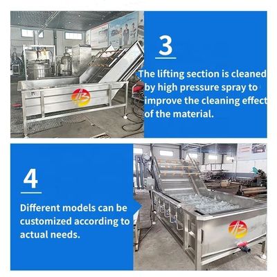 Máquina de lavar bolhas de 1000 kg/h para limpeza industrial da superfície da fruta